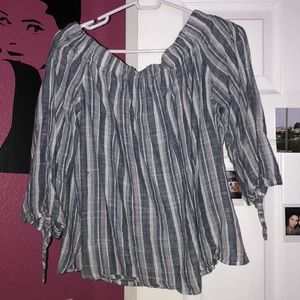 Off the shoulders Blue stripped top